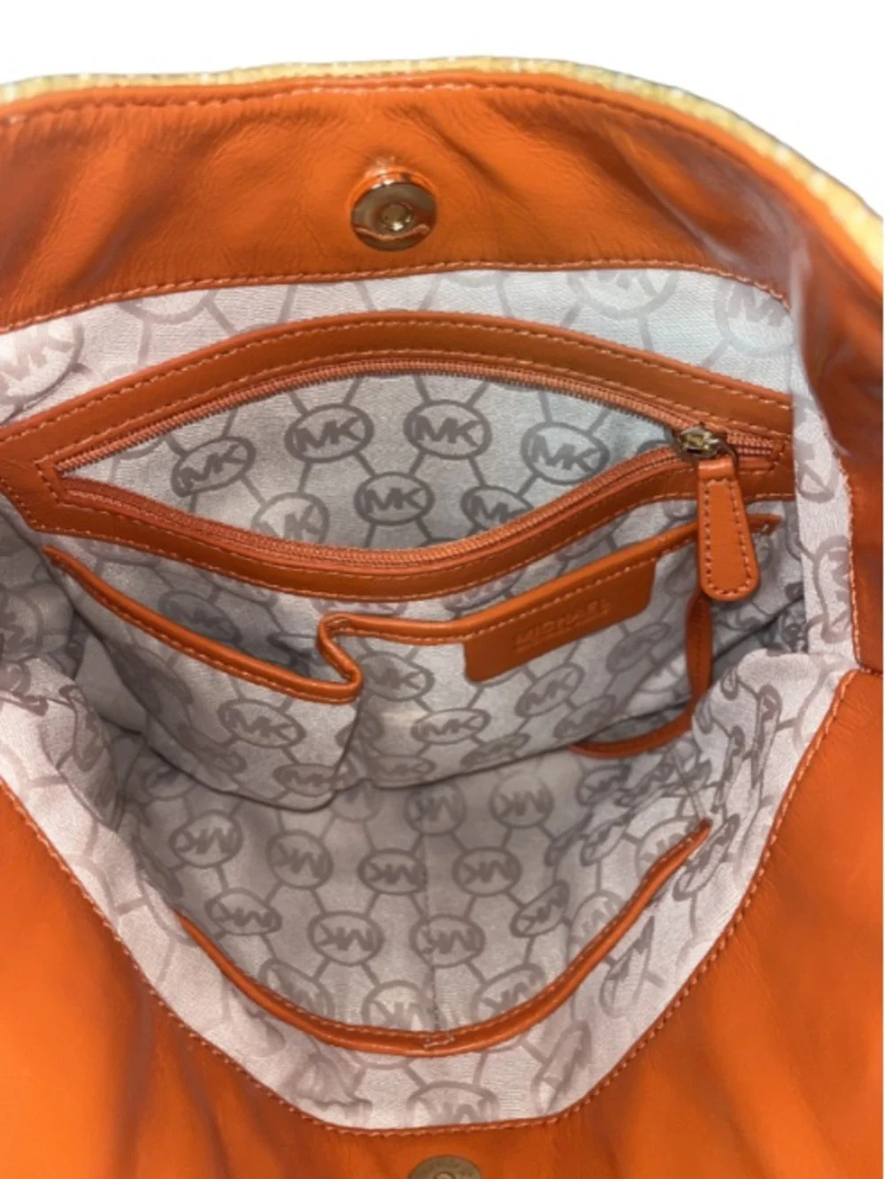 Michael Kors Lilly Woven Straw Hobo Bag - Orange/Tan - EUC - Picture 10 of 12